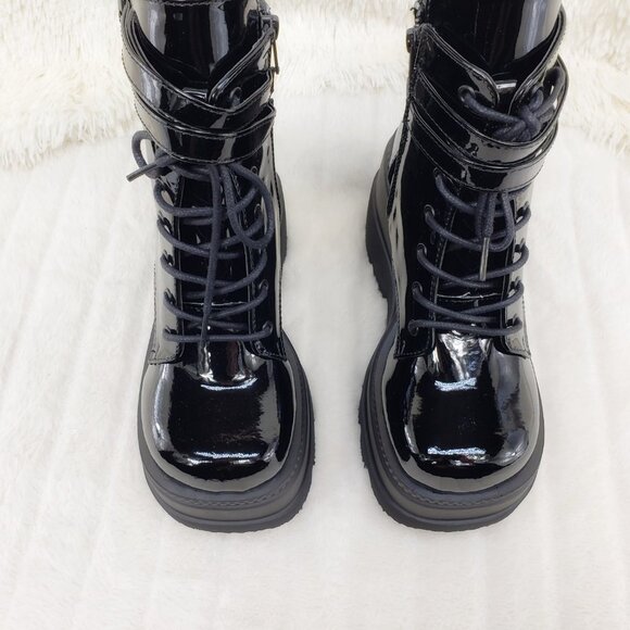 Shaker Patent Platform Goth Punk Ankle Boots - Picture 12 of 16